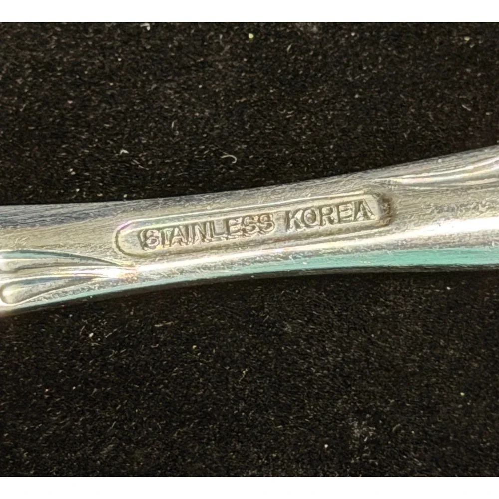 Vintage Bamboo Handle, Stainless Steel Teaspoon, Flatware Korea